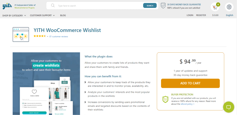 YITH WooCommerce Wishlist plugin