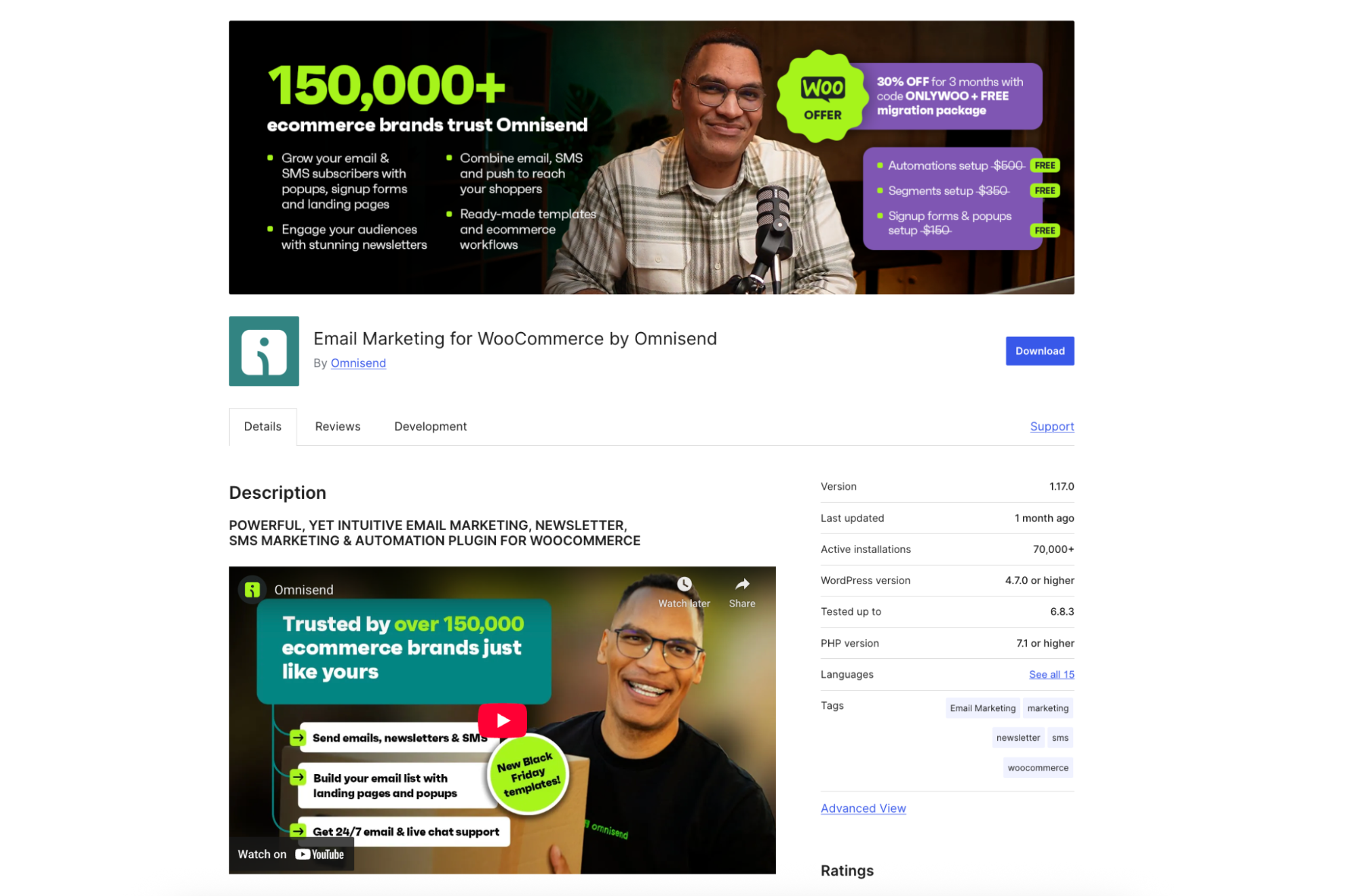 Omnisend email marketing plugin for WooCommerce