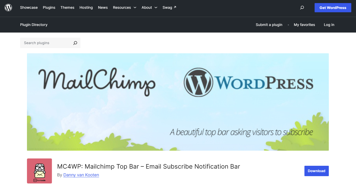 MailChimp Top Bar