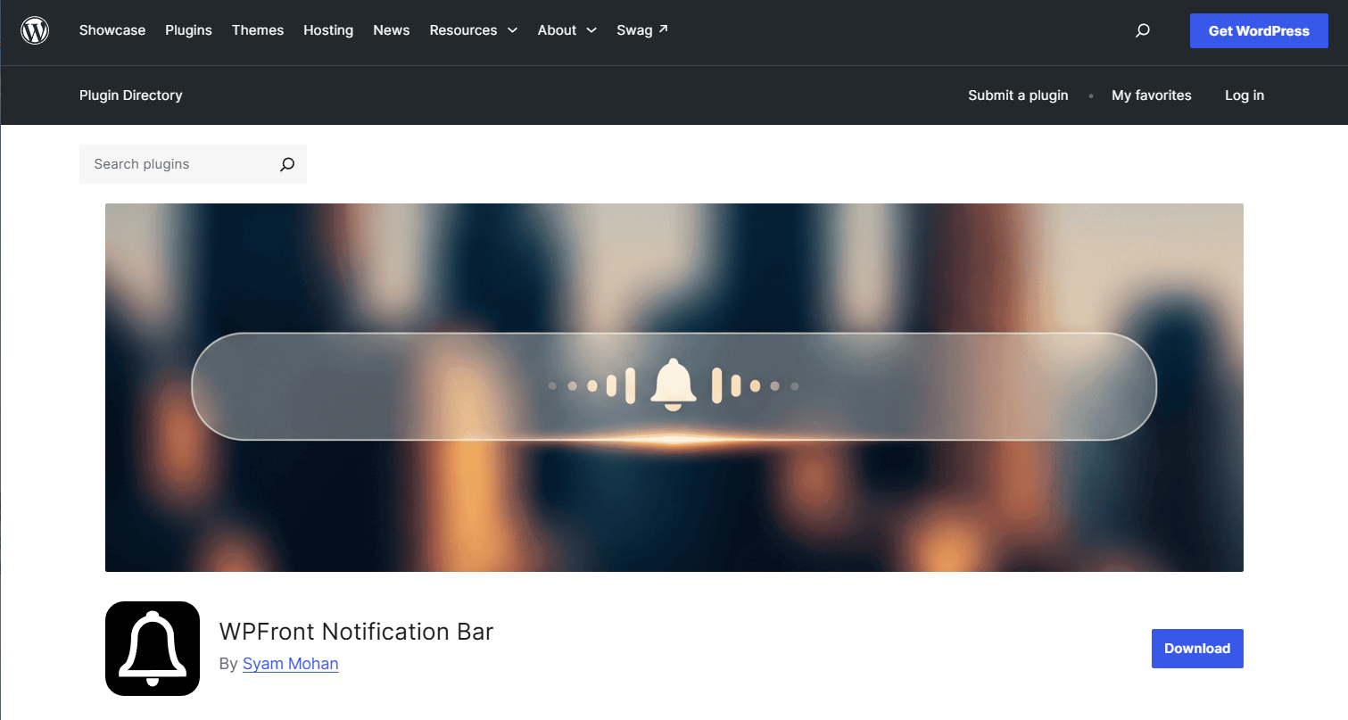 WPFront Notification Bar