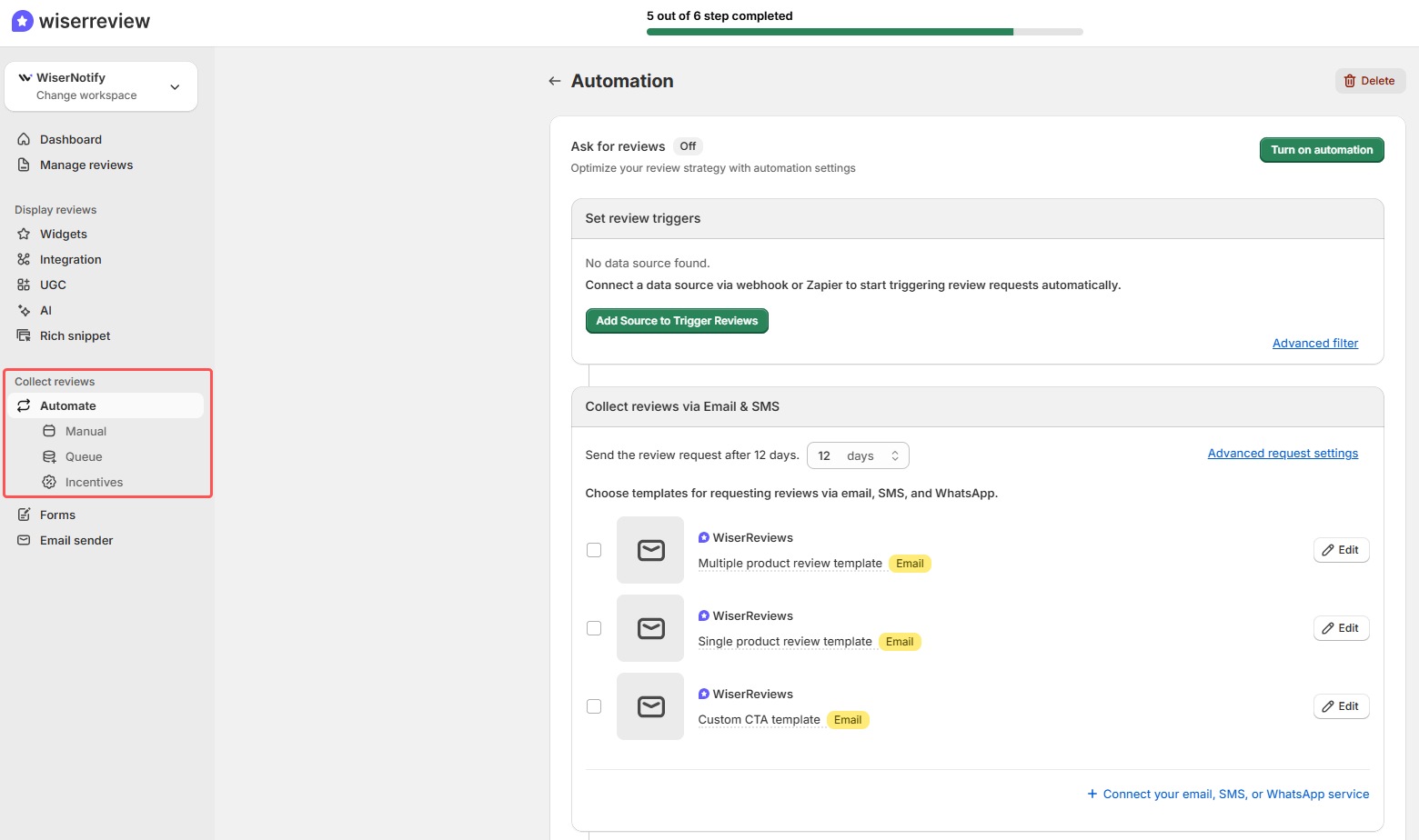 auto review requests