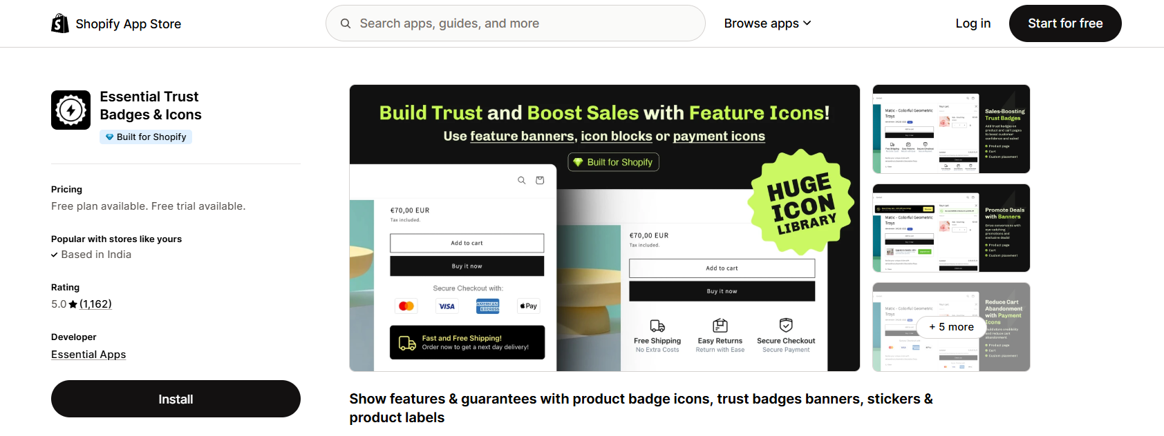 Essential Trust Badges & Icons - shopify app