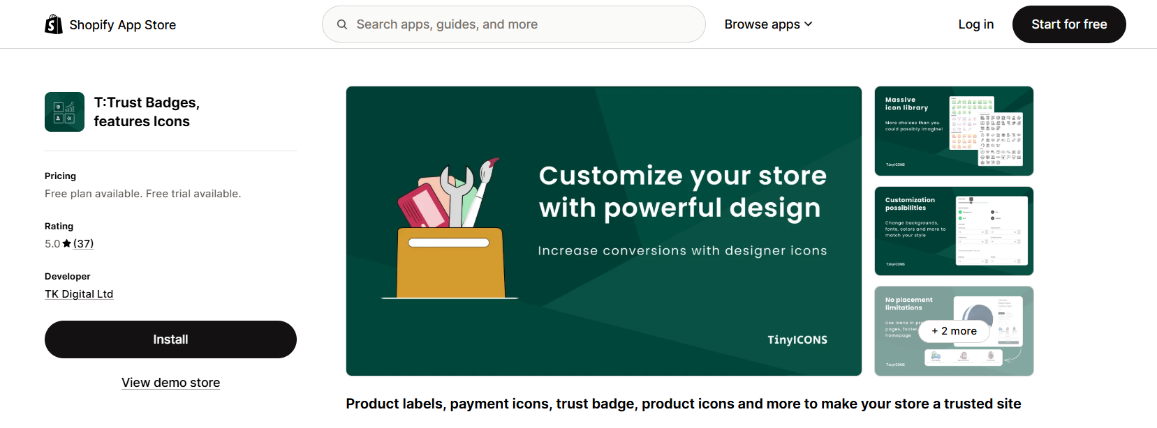 T: Trust Badges, Features Icons