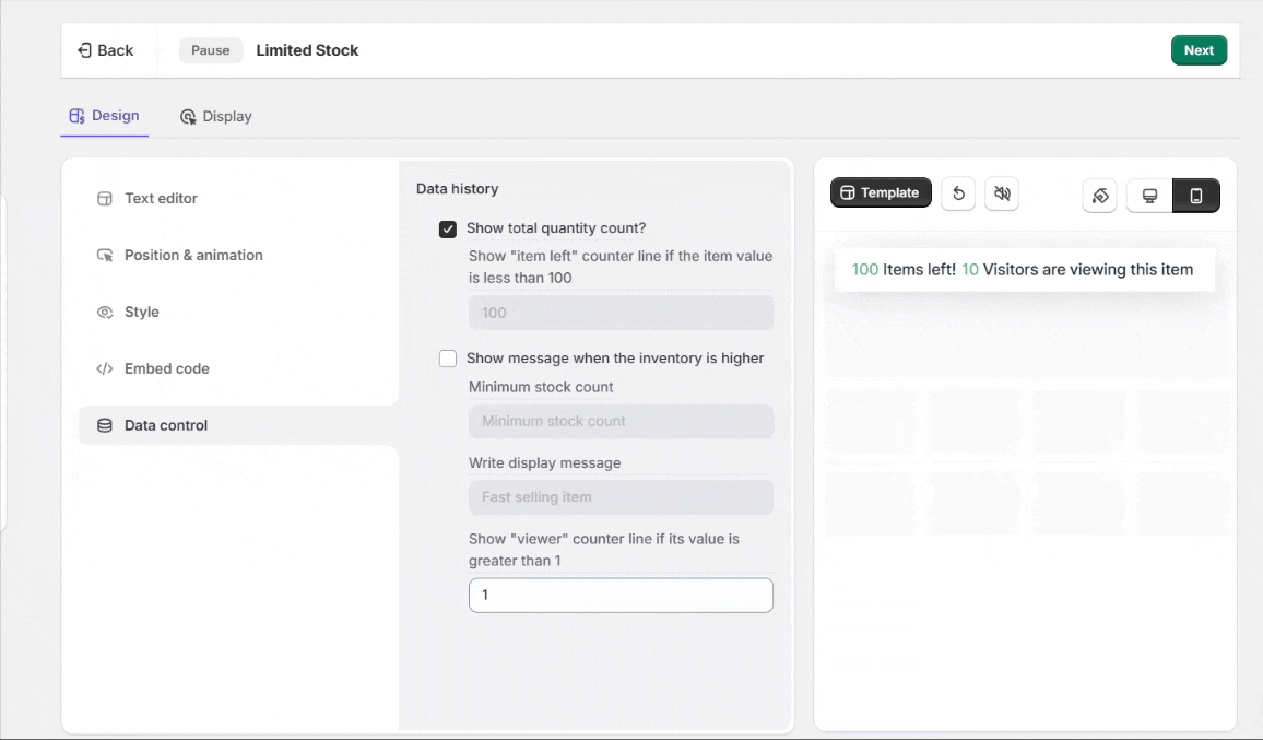 low-stock notifications