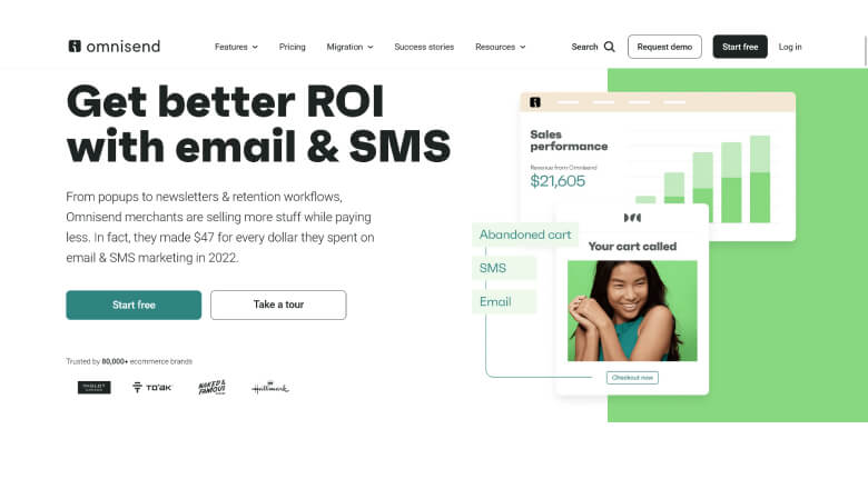 OmniSend website homepage screenshot