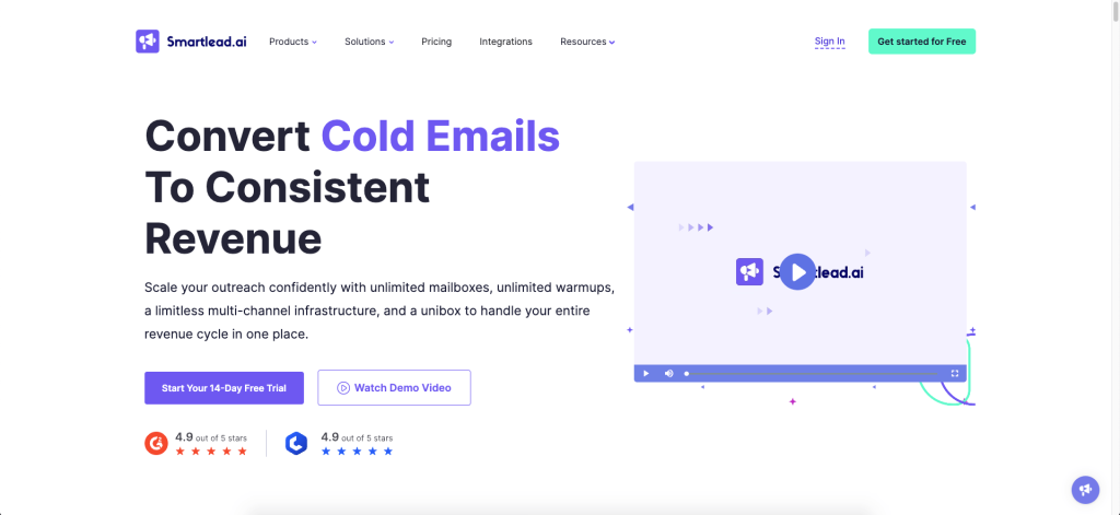 Smartlead.ai Website Homepage Screenshot