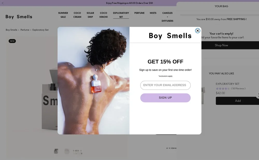 website pop ups example