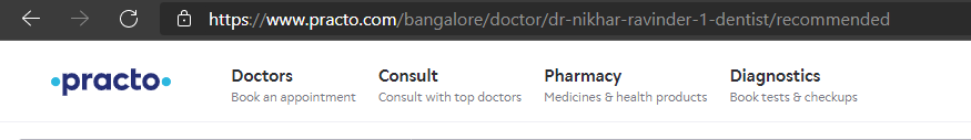 copy your practo profile url