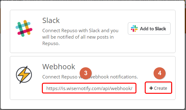 create repuso webhook