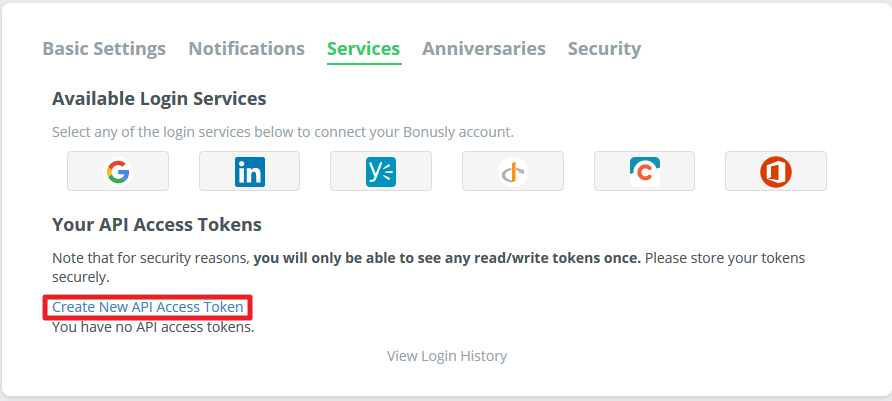 create new api access token