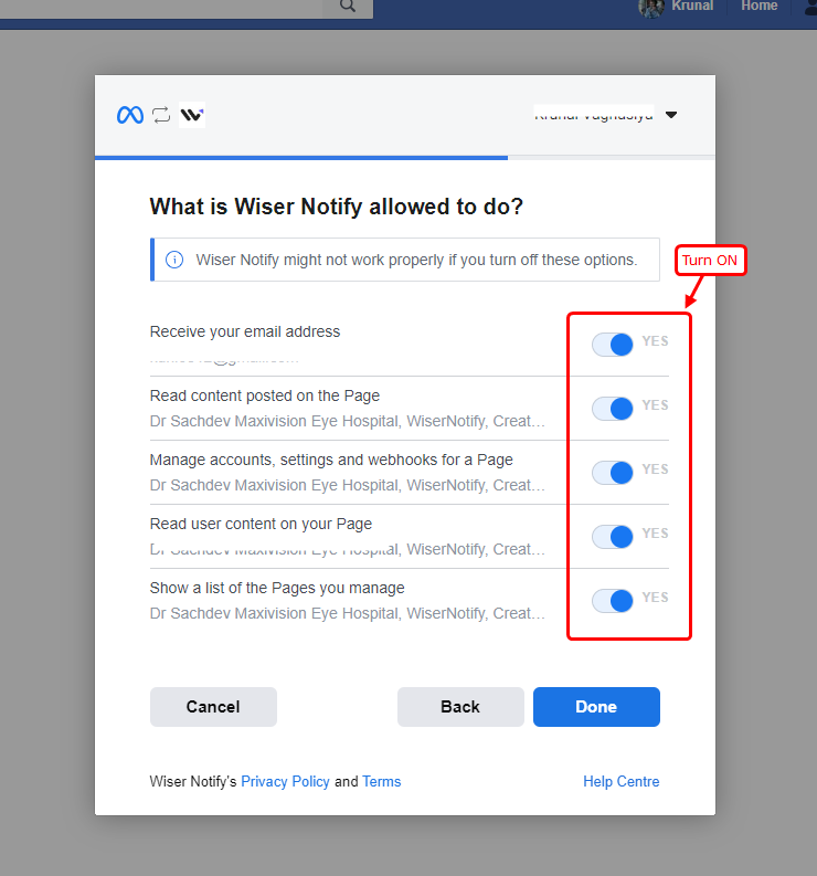 give permission to the WiserNotify