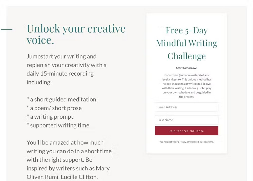 Writer Nadia Colburn Lead-Gen CTA Example