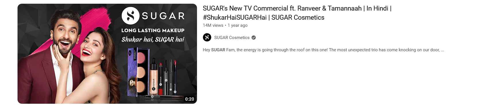 Influencer marketing FOMO example from Sugar Cosmetics