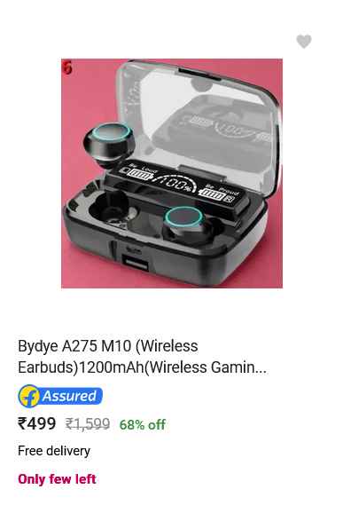 Low stock alerts FOMO example from Flipkart
