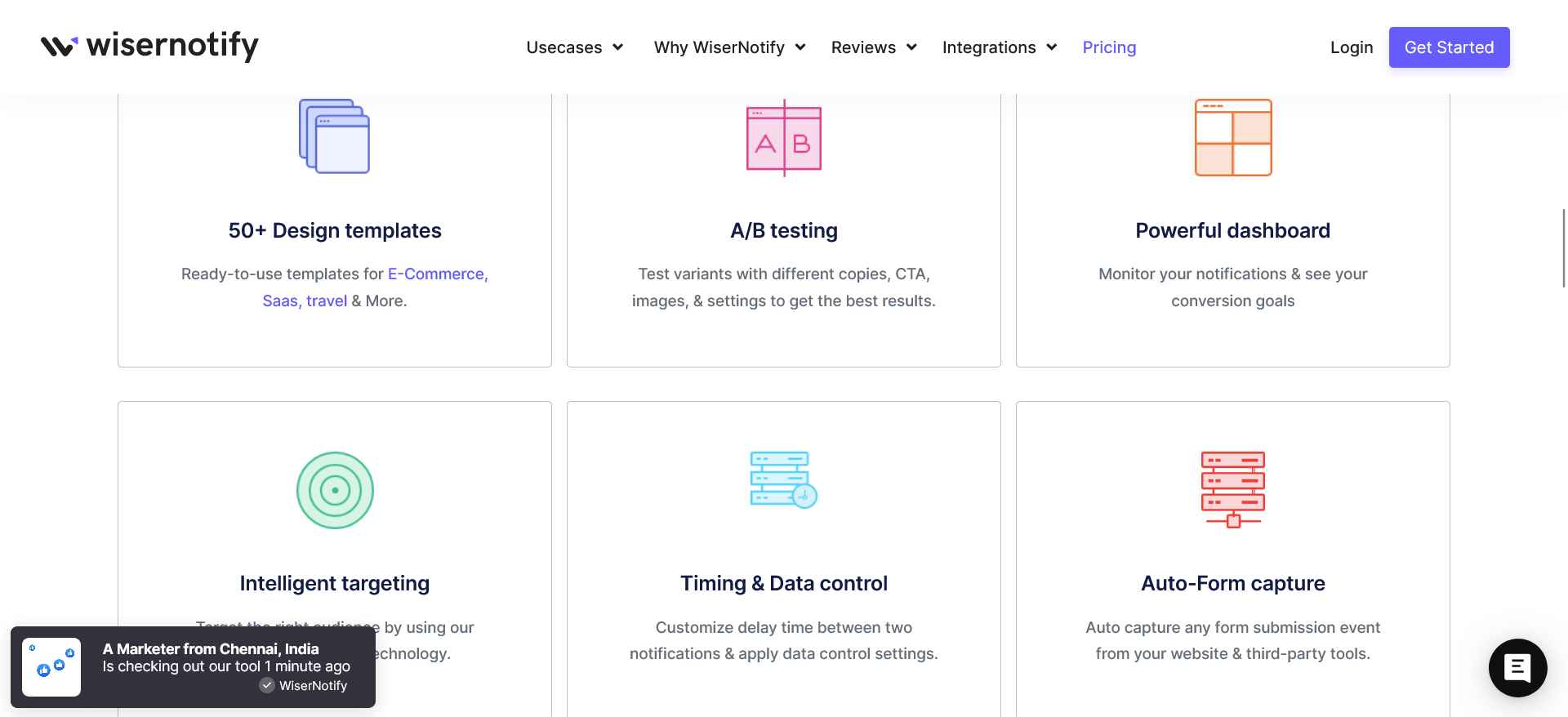 Social proof FOMO strategy example from WiserNotify