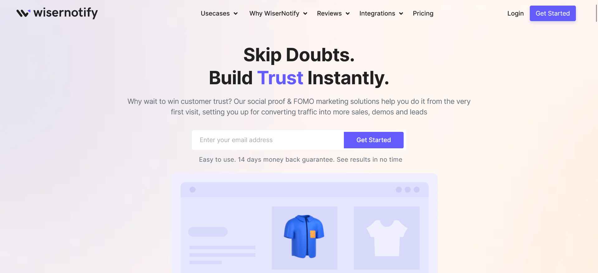 WiserNotify FOMO marketing tool dashboard