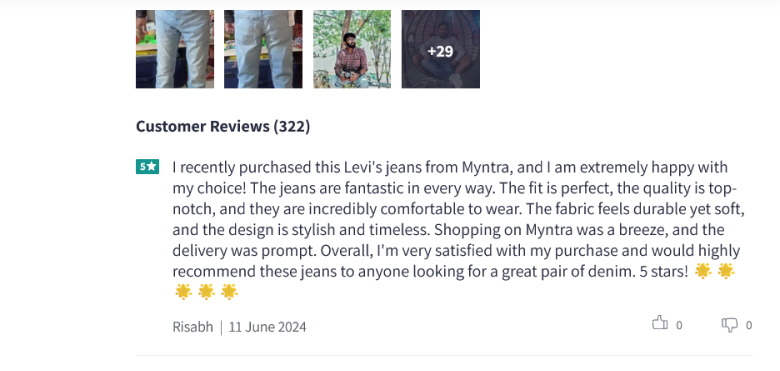 Fashion and apparel positive review example
