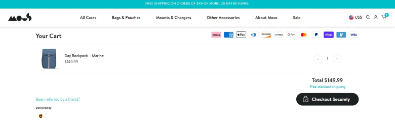MOUS phone cases Shopify checkout page design