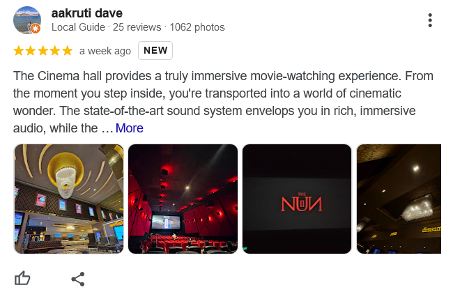 Movie theatre positive review example