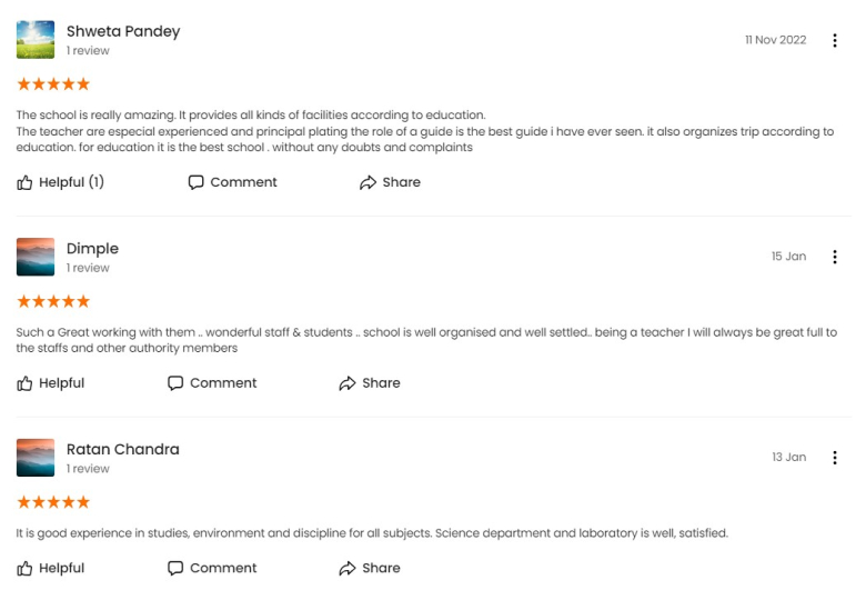 School and college positive review example
