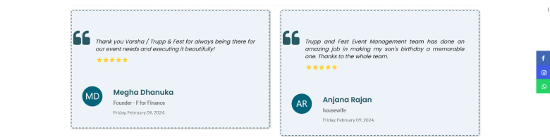 Event planner positive review example