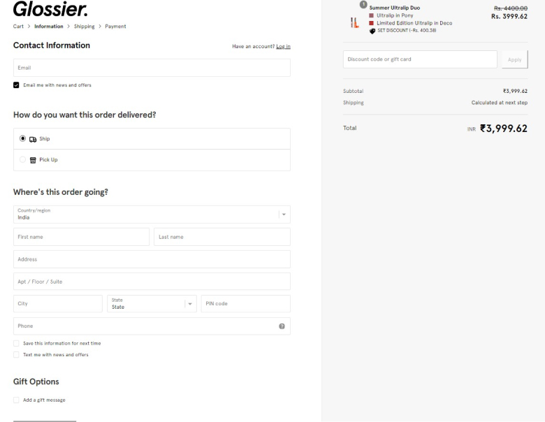Glossier site showing customer-led product imagery