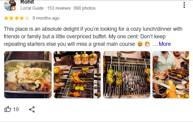 Restaurant Google review example