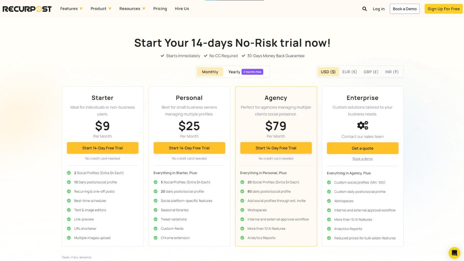 RecurPost pricing