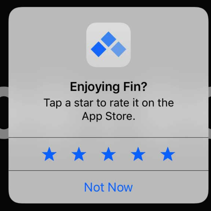 In-app review prompt example