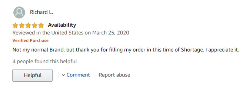 Verified purchase review badge example