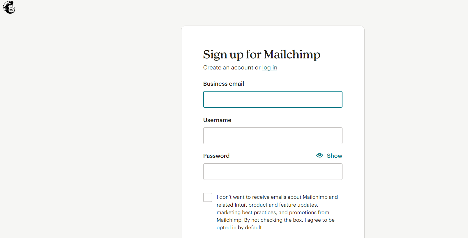 Short subscription signup form asking only for the essentials