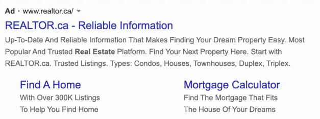 Retargeting ads for a real estate website