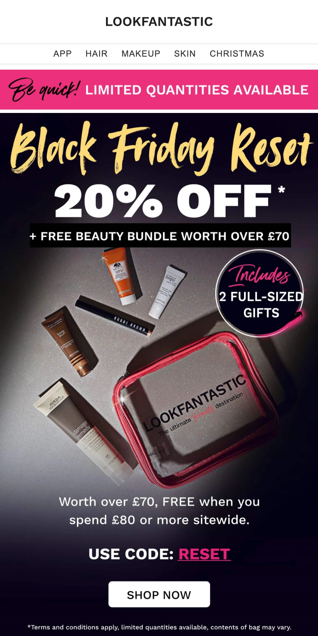 Look Fantastic Black Friday email