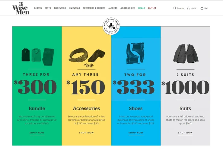 3Wisemen product bundle deal layout example