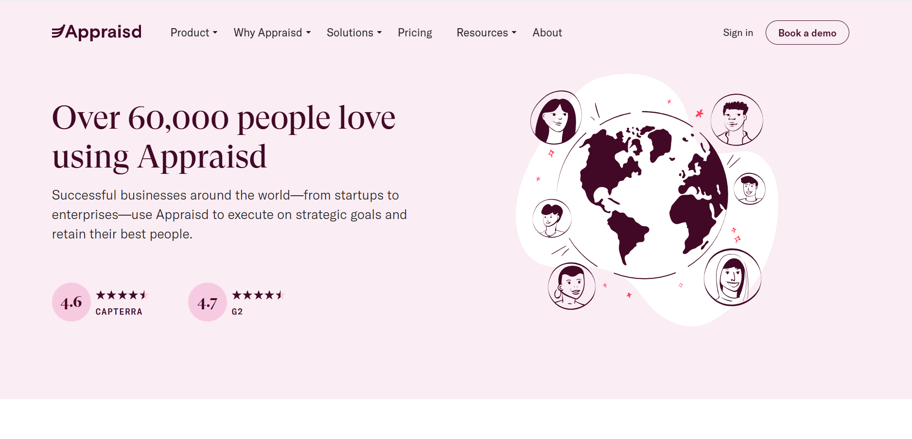 Appraisd testimonial page with G2 and Capterra ratings