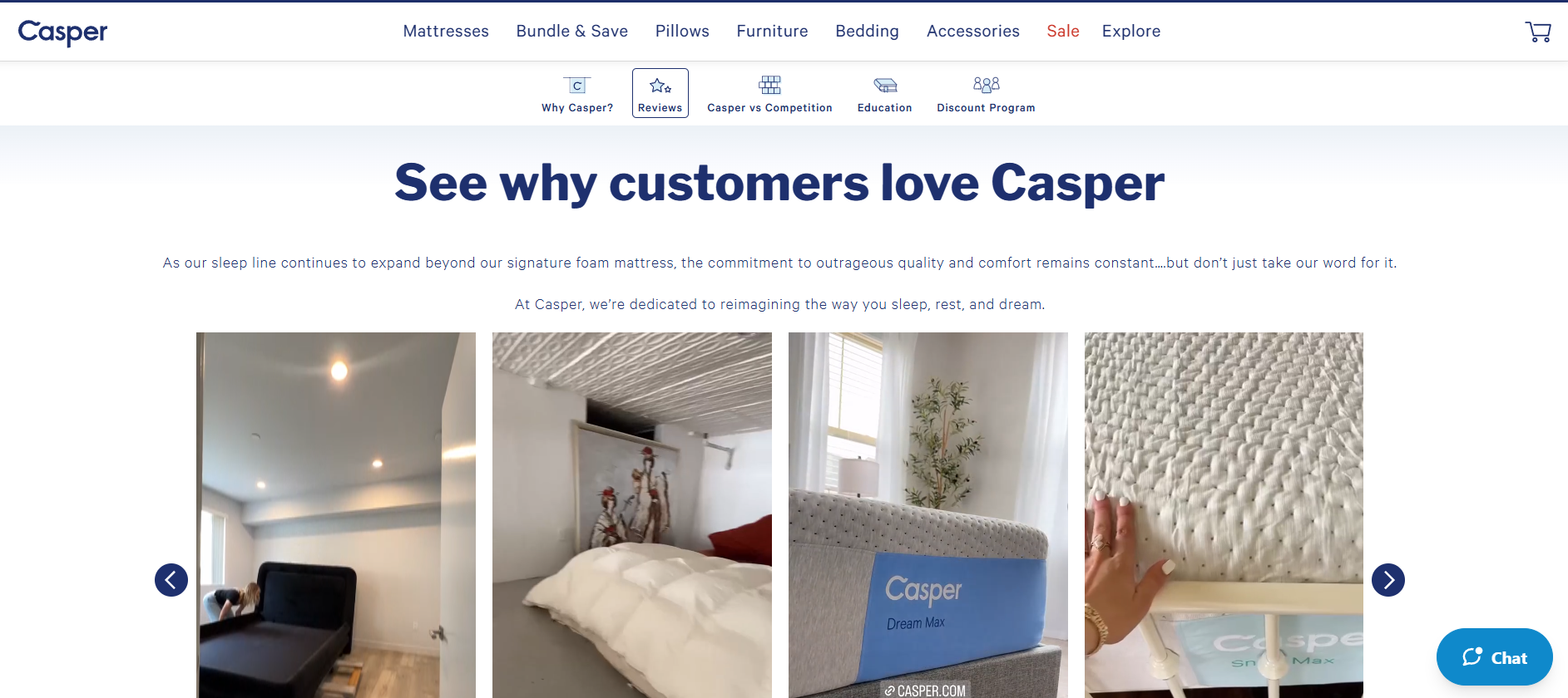 Casper lifestyle testimonial page example