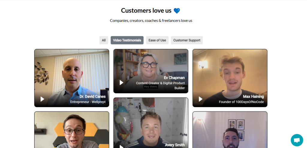 Famewall video testimonial examples