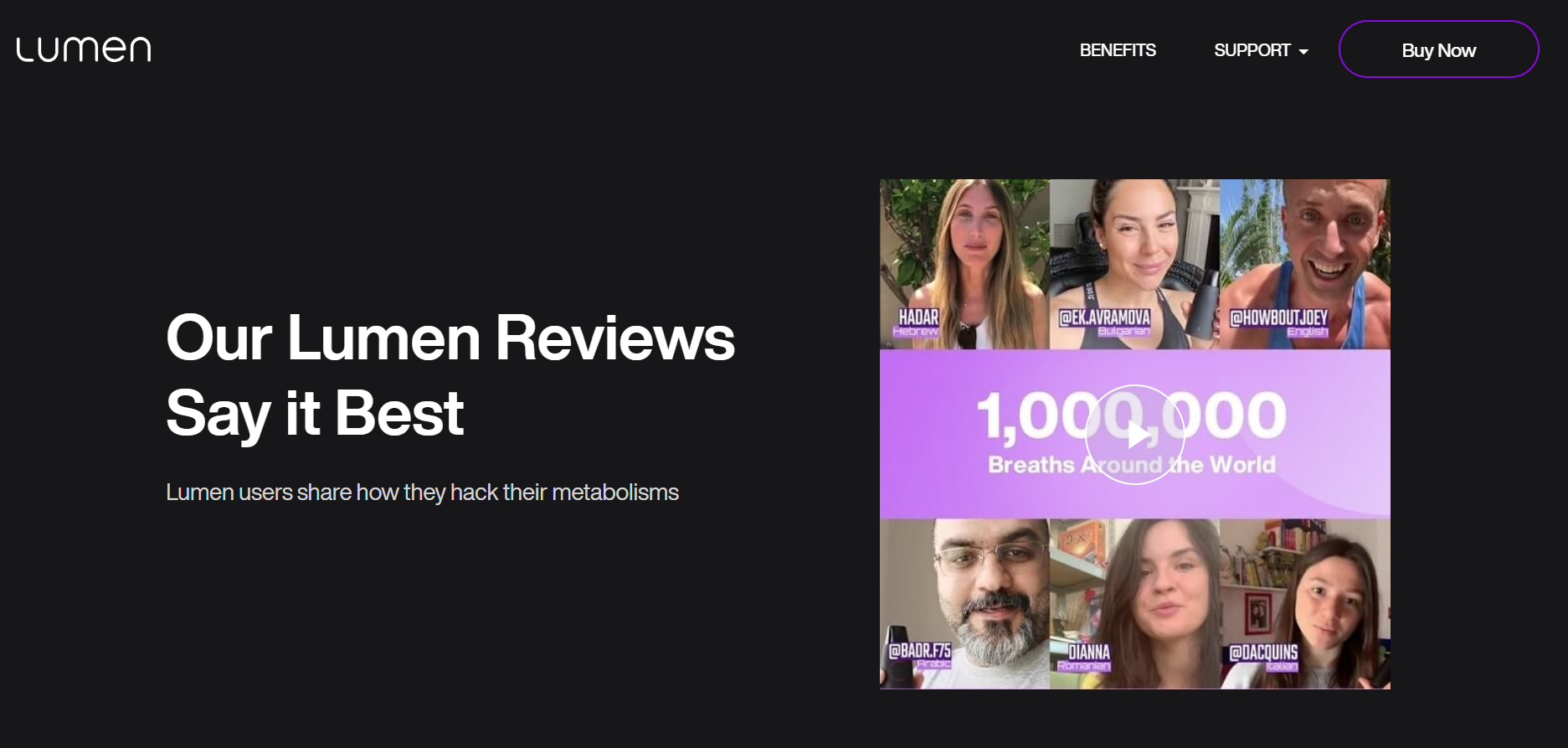 Lumen testimonial page mixed formats