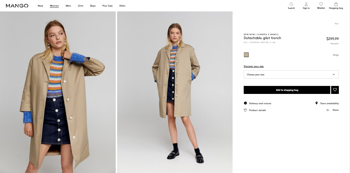 Mango product bundling example - complete outfit bundle