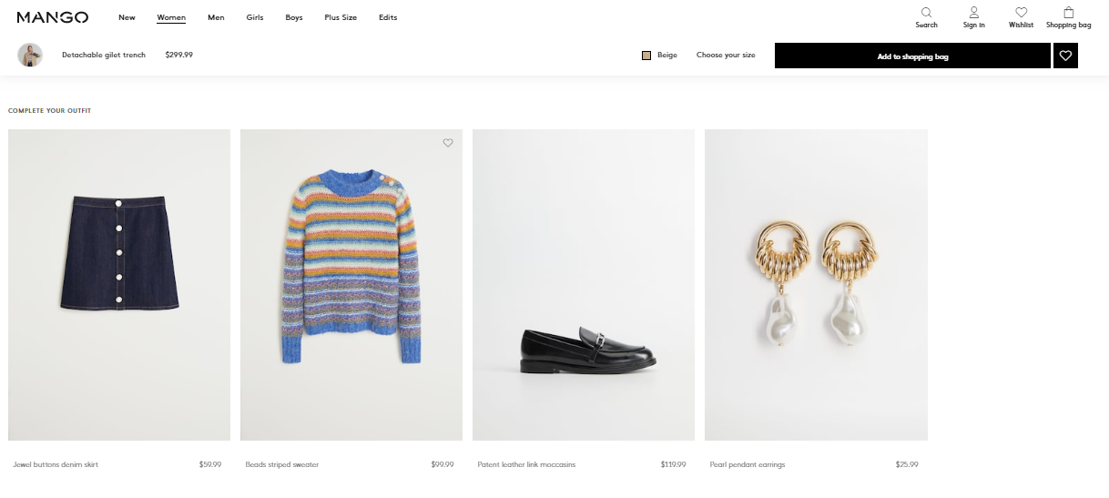 Mango complete the look bundling strategy