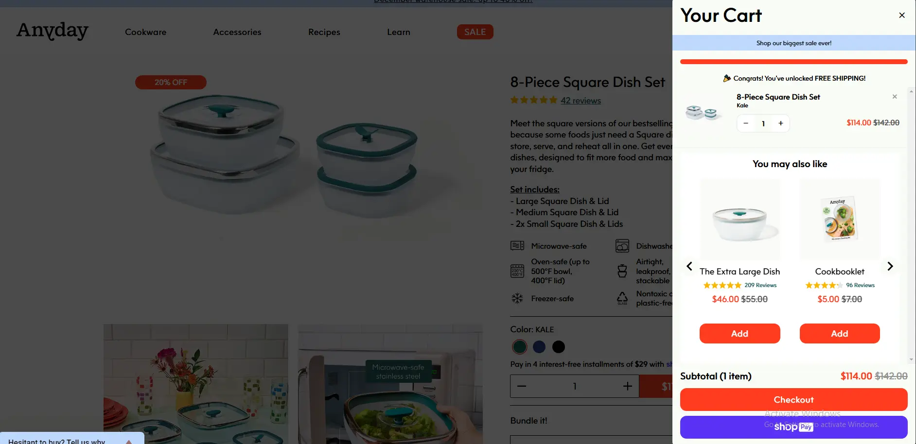Anyday shopping cart page design