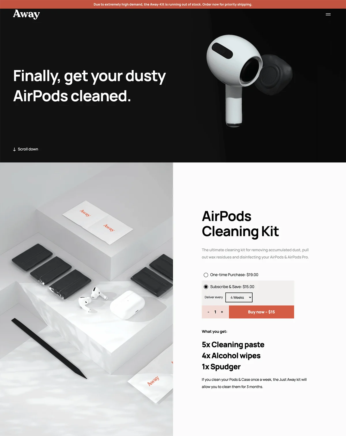 Away travel accessories landing page