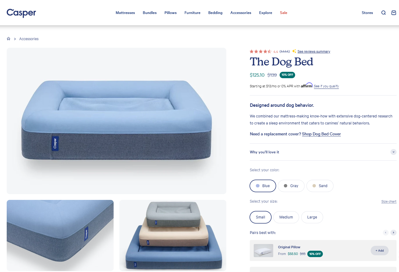 Casper Product Page Example