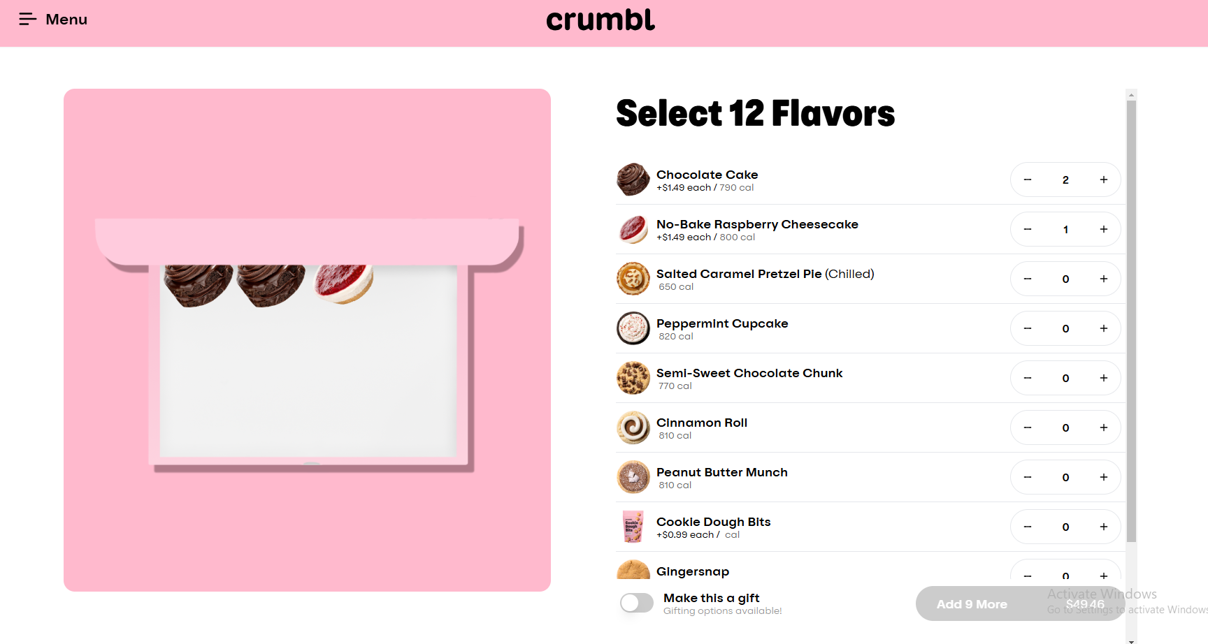 Crumbl Product Page Example