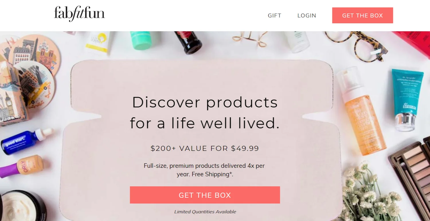 FabFitFun subscription box landing page