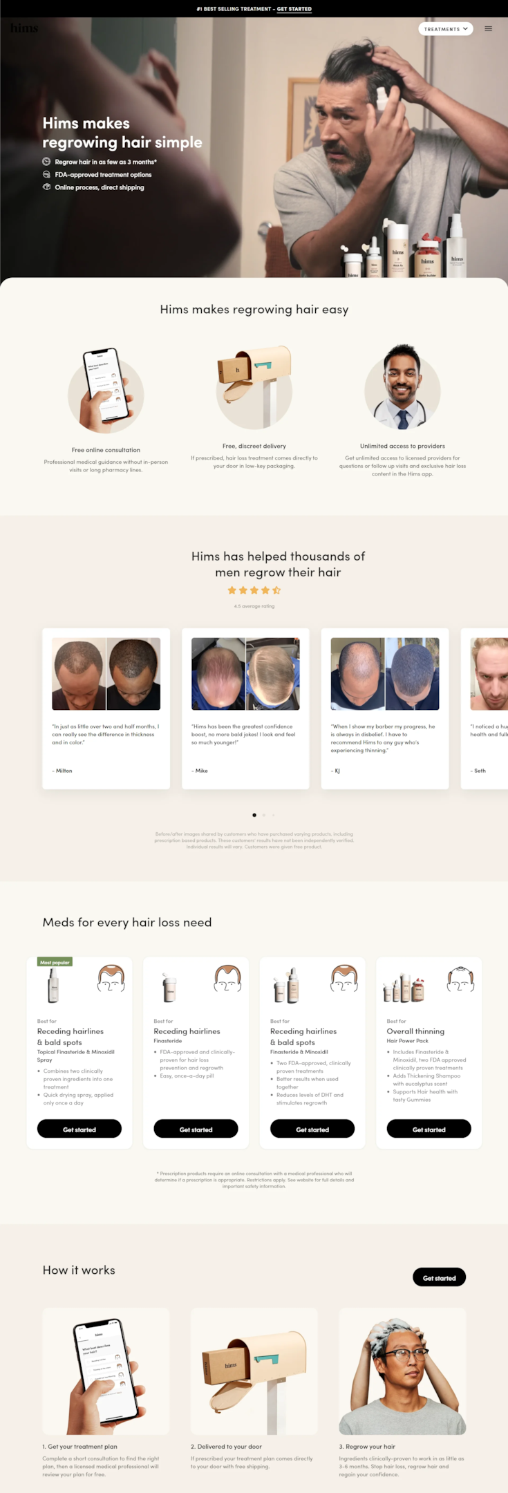Hims hair growth treatment landing page