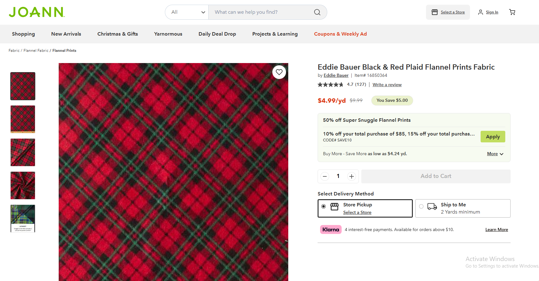JOANN Product Page Example