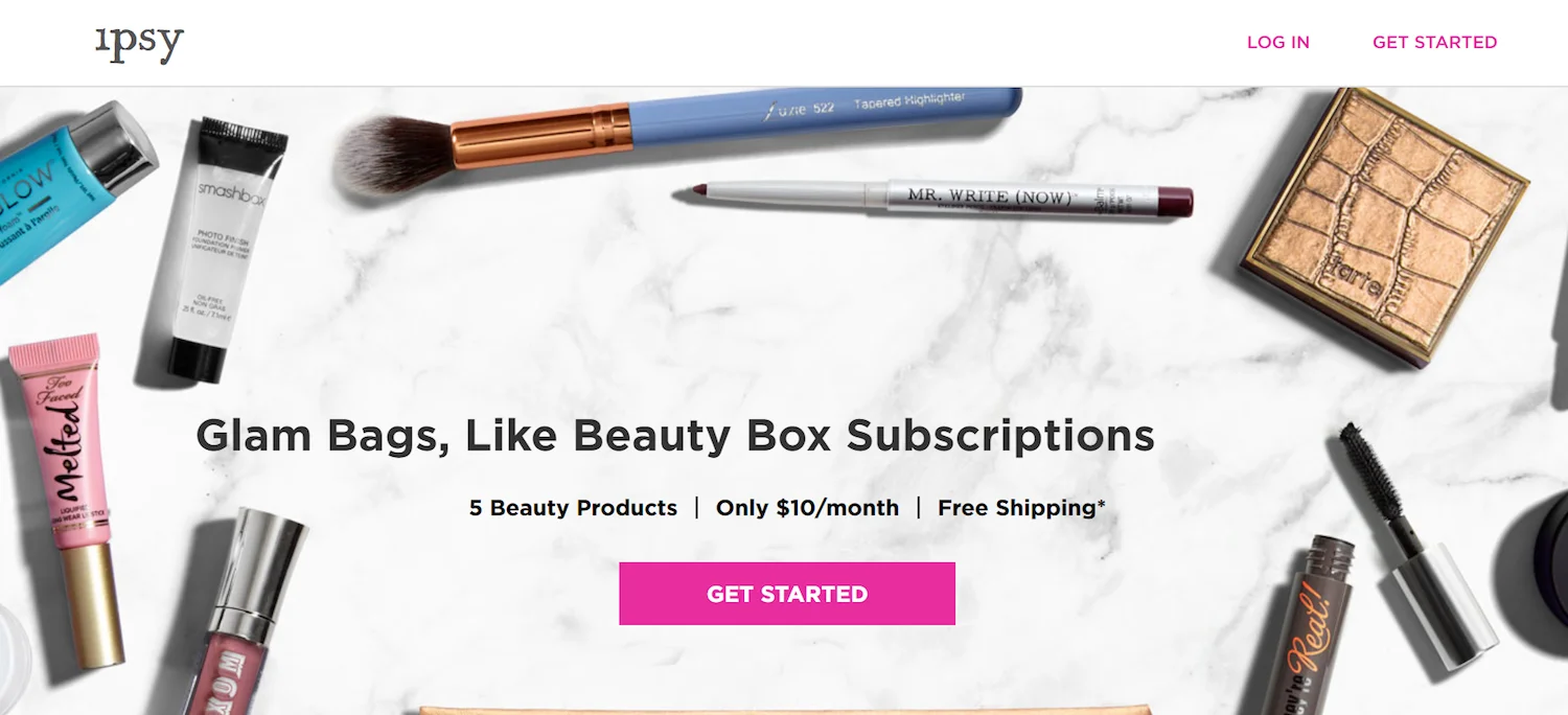 Ipsy beauty subscription landing page