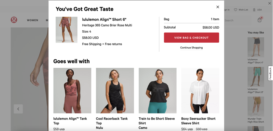 Lululemon store page