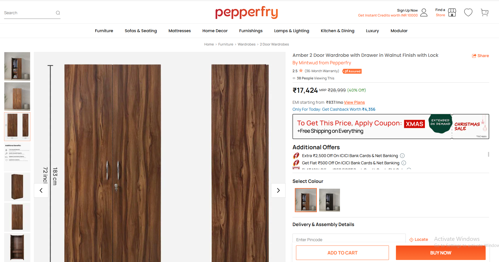 Pepperfry Product Page Example